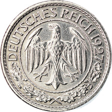 Coin, GERMANY, WEIMAR REPUBLIC, 50 Reichspfennig, 1927, Berlin, AU(55-58)