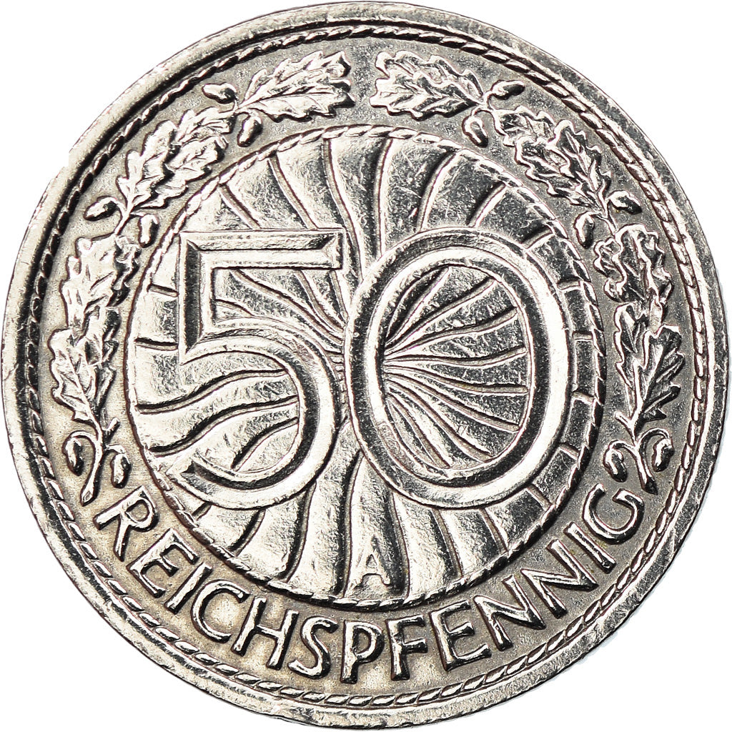 Coin, GERMANY, WEIMAR REPUBLIC, 50 Reichspfennig, 1927, Berlin, AU(55-58)
