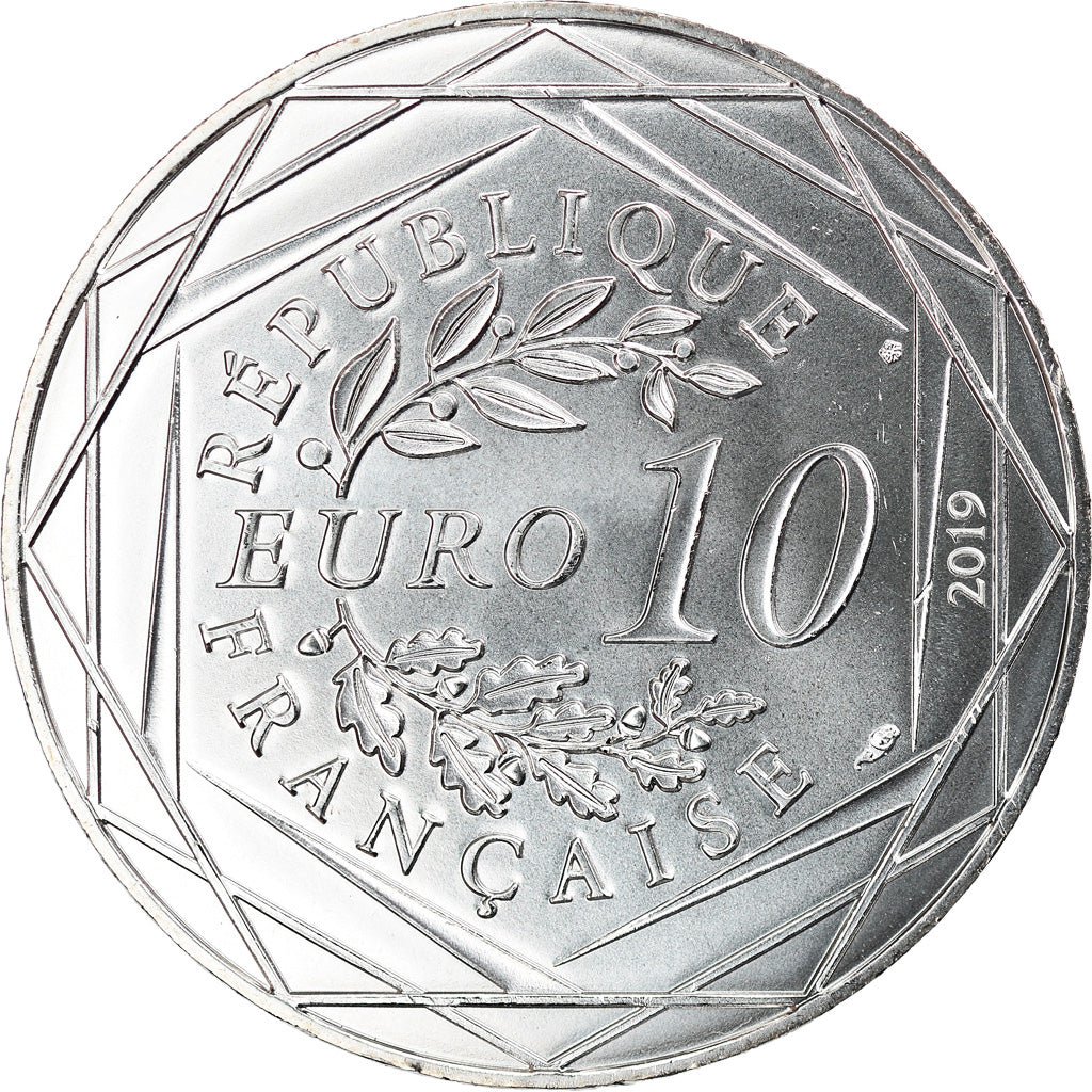 France, 10 Euro, PIECE D'HISTOIRE CHARLEMAGNE, 2019, MS(65-70), Silver