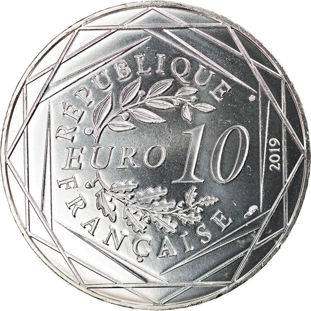France, 10 Euro, PIECE D'HISTOIRE LEONARD DE VINCI, 2019, MS(65-70), Silver