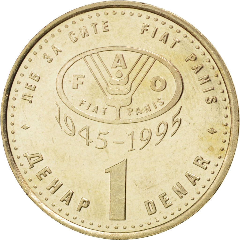 MACEDONIA, Denar, 1995, KM #5a, MS(63), Copper-Nickel-Zinc, 23.7, 5.26