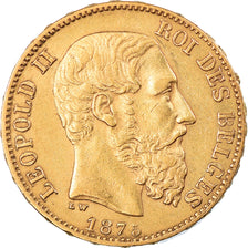 Coin, Belgium, Leopold II, 20 Francs, 20 Frank, 1875, AU(50-53), Gold, KM:37