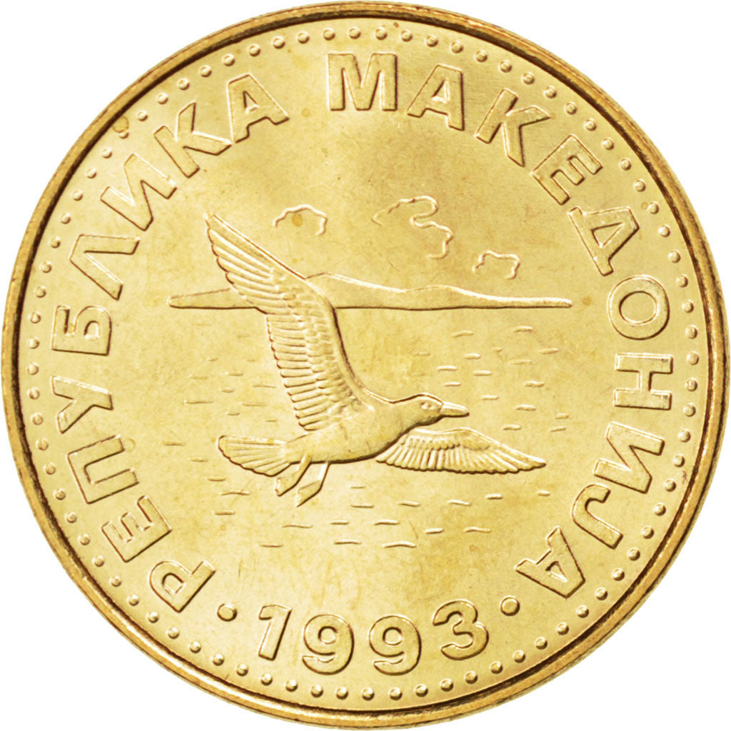 MACEDONIA, 50 Deni, 1993, KM #1, MS(63), Brass, 21.5, 4.08