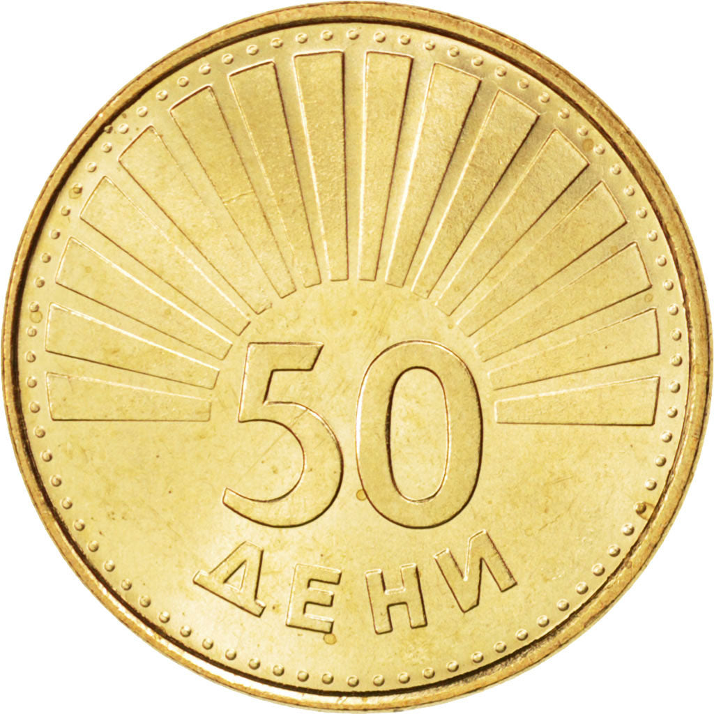 MACEDONIA, 50 Deni, 1993, KM #1, MS(63), Brass, 21.5, 4.08