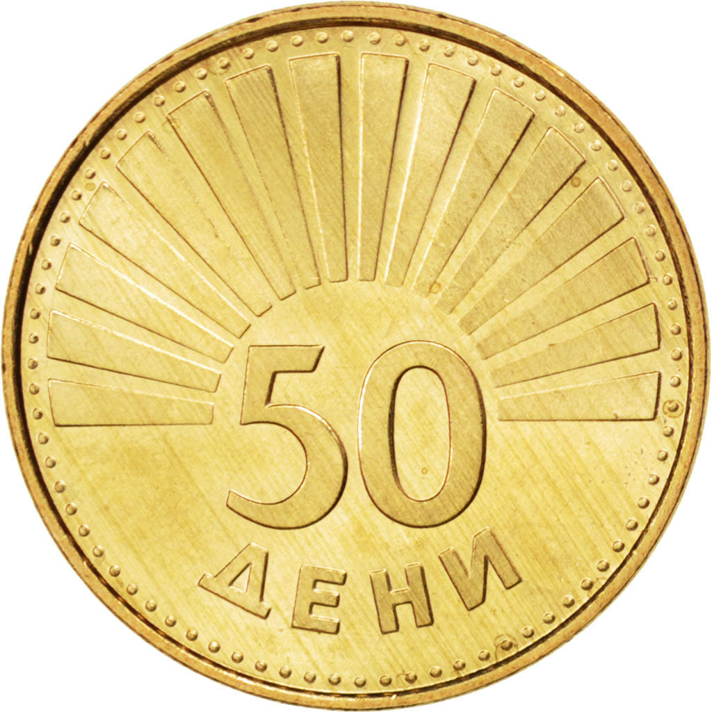 Coin, Macedonia, 50 Deni, 1993, MS(63), Brass, KM:1