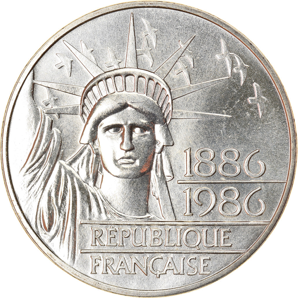 Coin, France, Statue de la Liberté, 100 Francs, 1986, MS(65-70), Silver