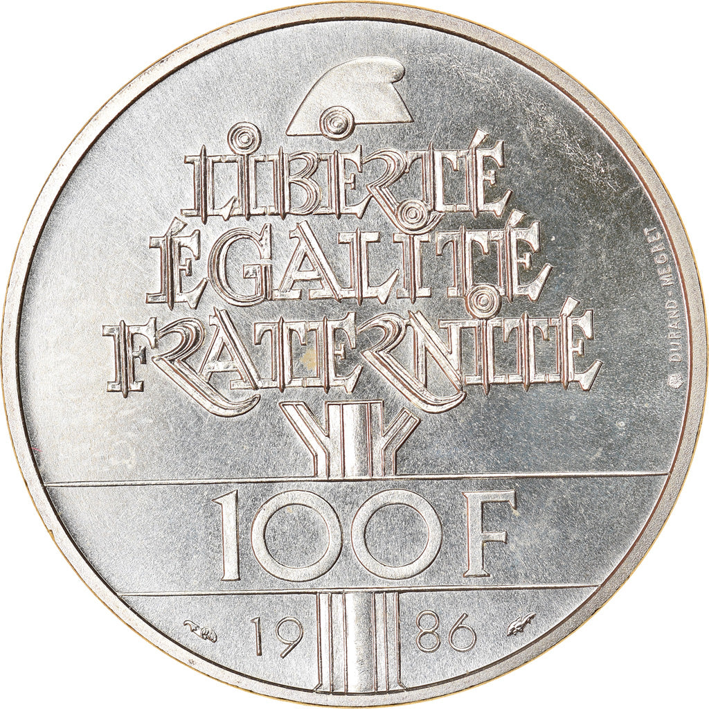 Coin, France, Statue de la Liberté, 100 Francs, 1986, MS(65-70), Silver
