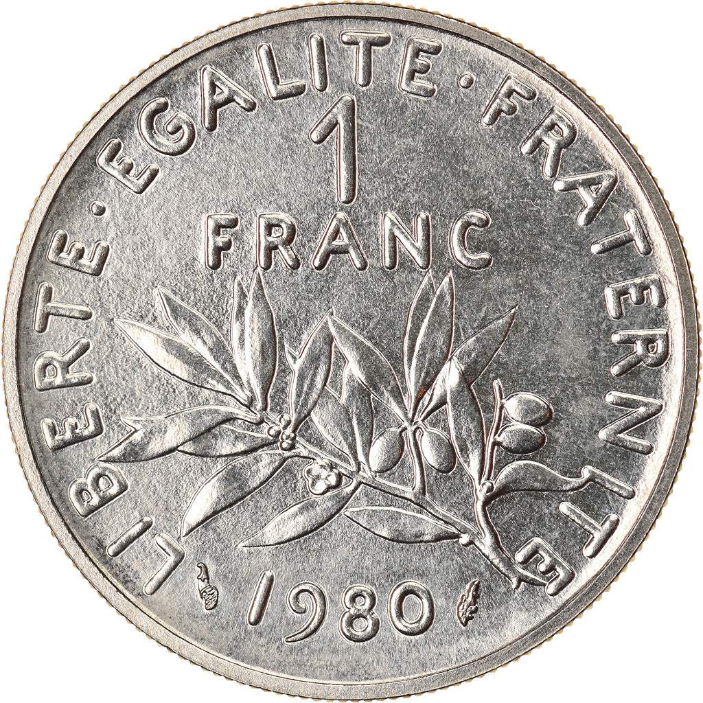 Coin, France, Semeuse, Franc, 1980, Paris, MS(65-70), Nickel, KM:925.1