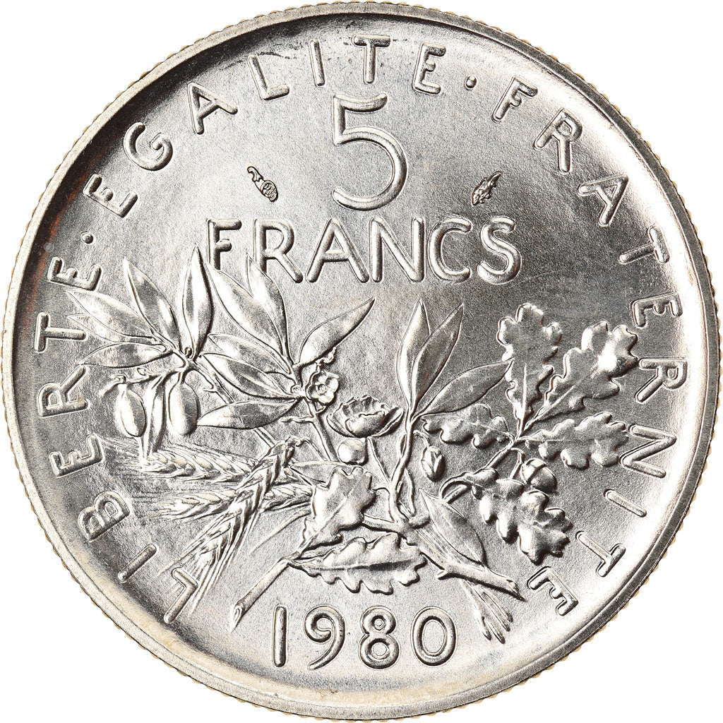 Münze, Frankreich, Semeuse, 5 Francs, 1980, Paris, STGL, Nickel Clad