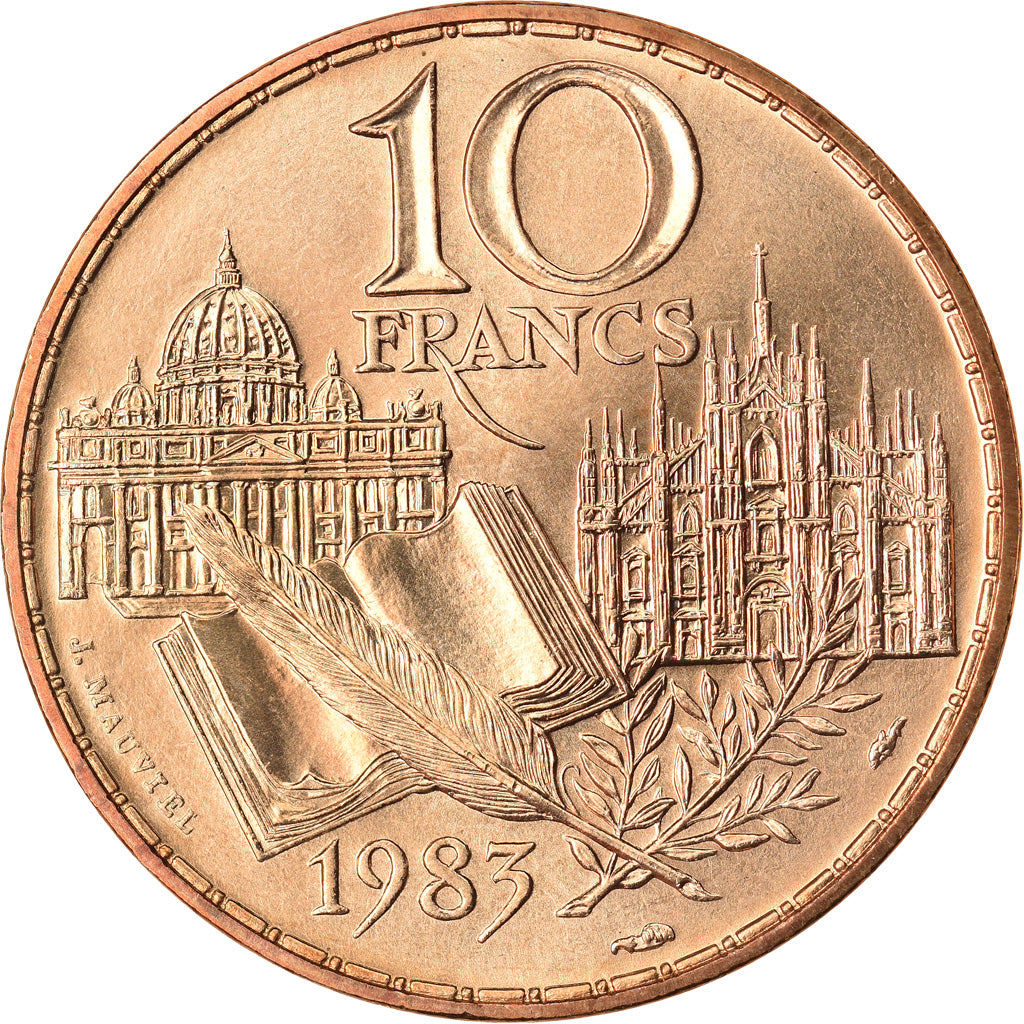 Coin, France, Stendhal, 10 Francs, 1983, Paris, MS(65-70), Nickel-Bronze