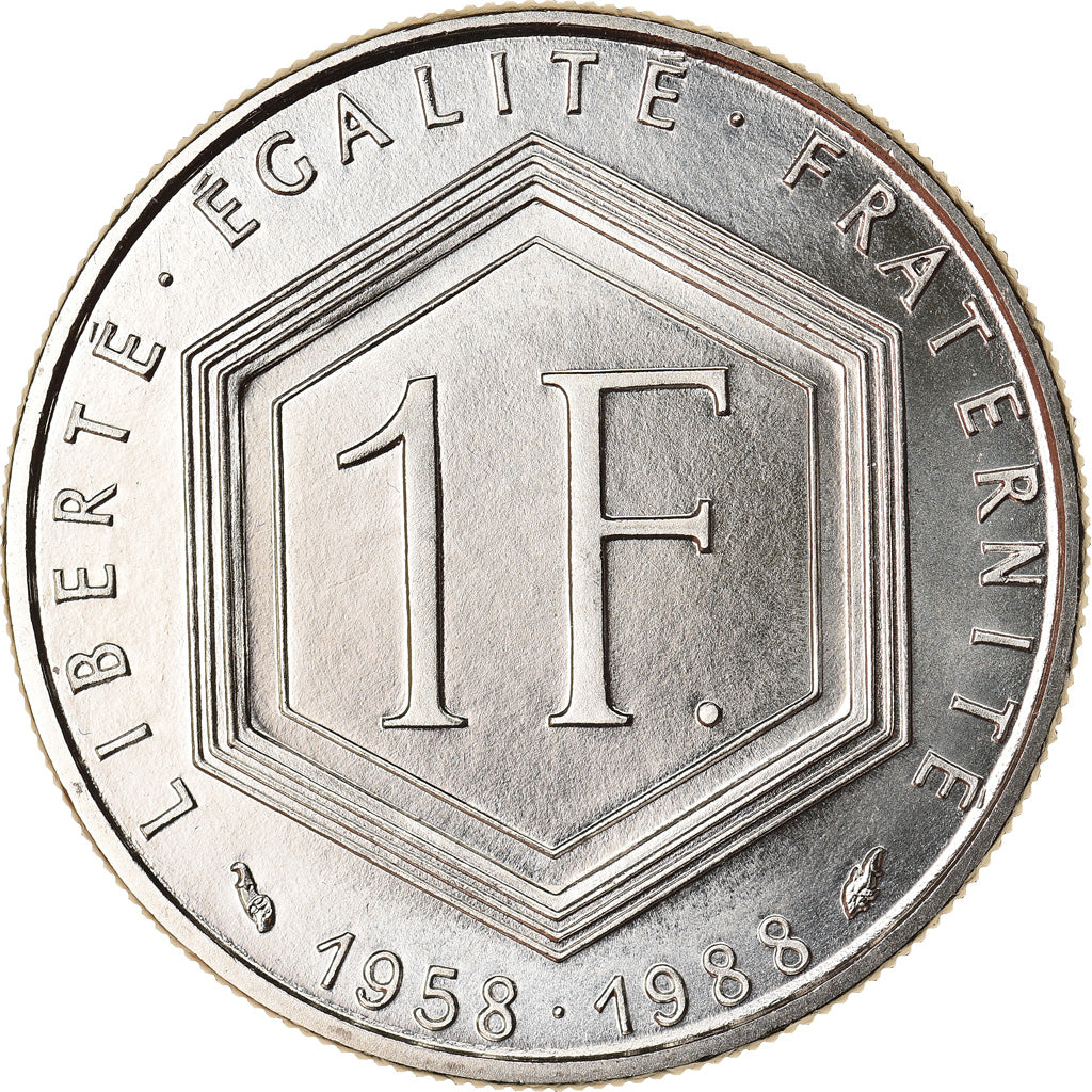 Munten, Frankrijk, Charles de Gaulle, Franc, 1988, Paris, FDC, Nickel, KM:963