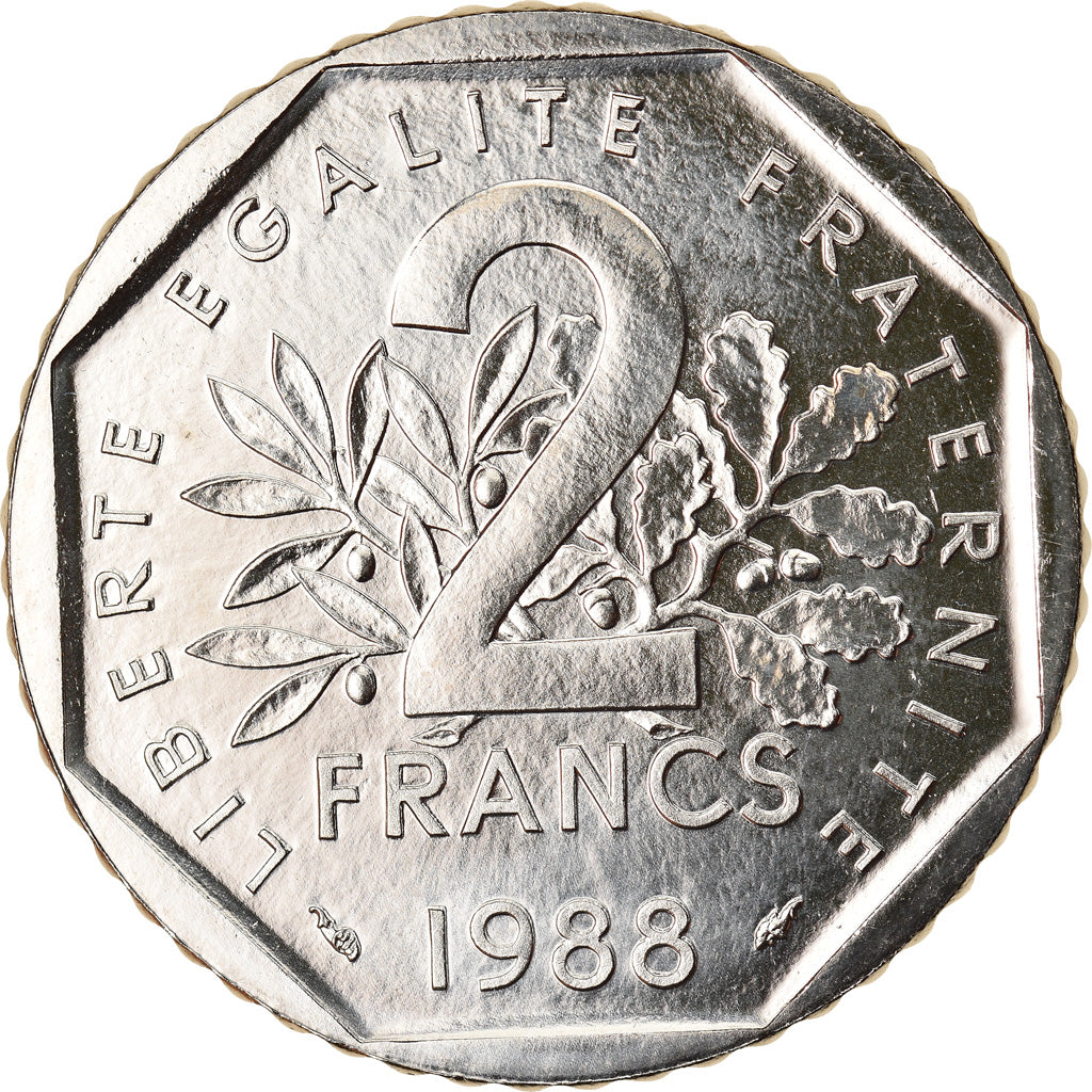 Coin, France, Semeuse, 2 Francs, 1988, Paris, MS(65-70), Nickel, KM:942.1
