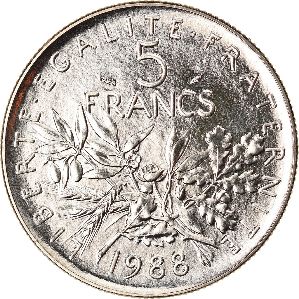 Coin, France, Semeuse, 5 Francs, 1988, Paris, MS(65-70), Nickel Clad