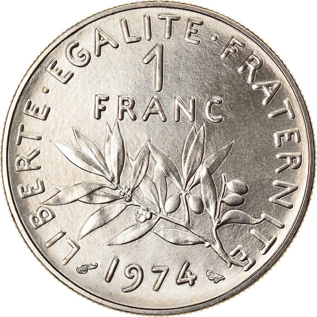 Moeda, França, Semeuse, Franc, 1974, Paris, MS(65-70), Níquel, KM:925.1