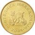 Coin, Macedonia, 5 Denari, 2001, MS(63), Brass, KM:4