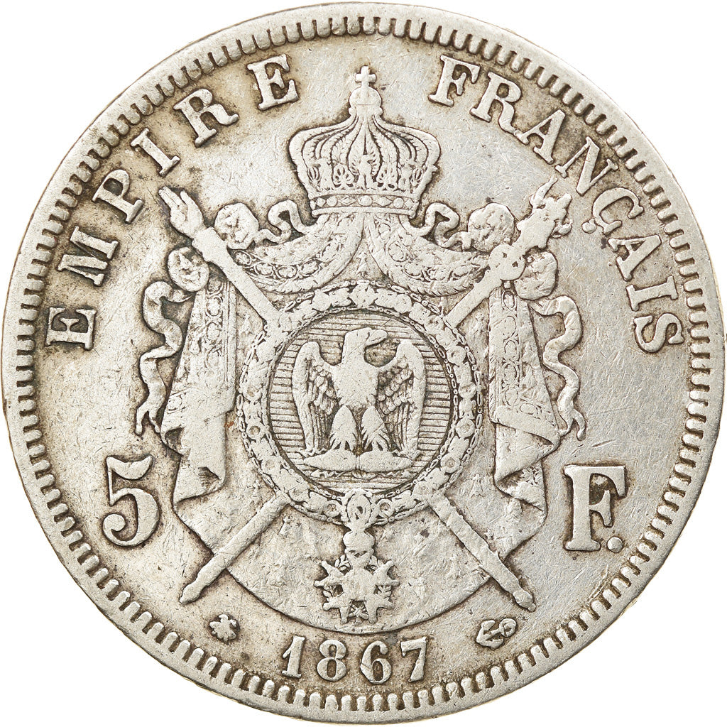 Monnaie, France, Napoleon III, Napoléon III, 5 Francs, 1867, Paris, TB+