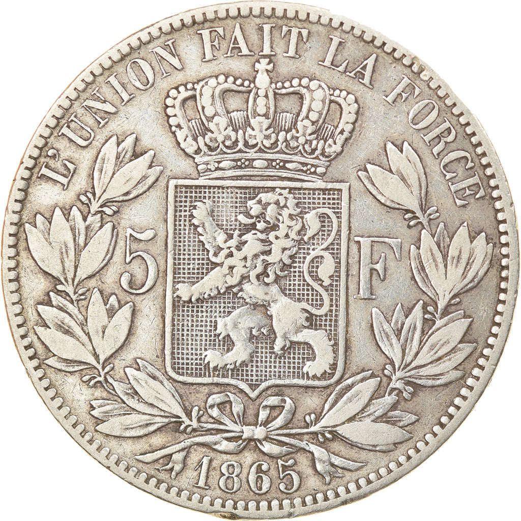 Coin, Belgium, Leopold I, 5 Francs, 5 Frank, 1865, VF(30-35), Silver, KM:17