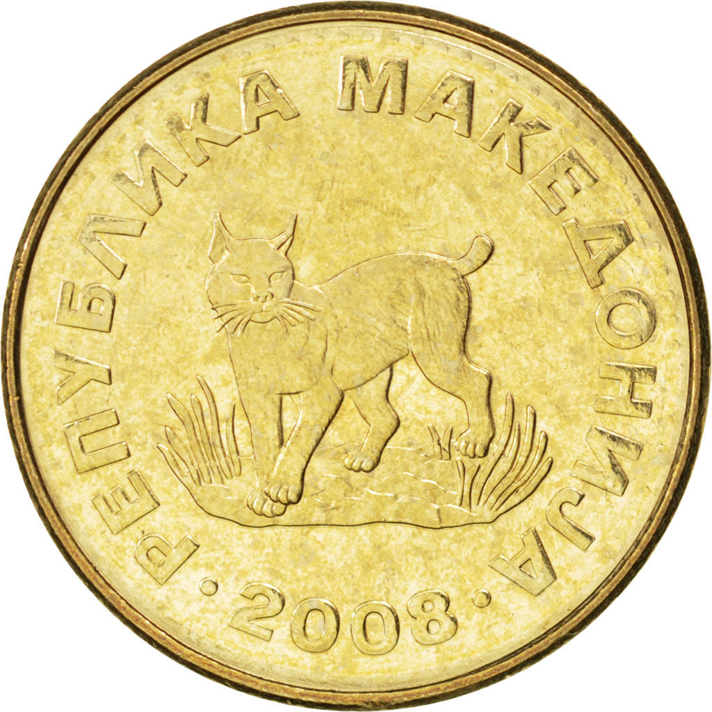 Münze, Mazedonien, 5 Denari, 2008, UNZ, Messing, KM:4