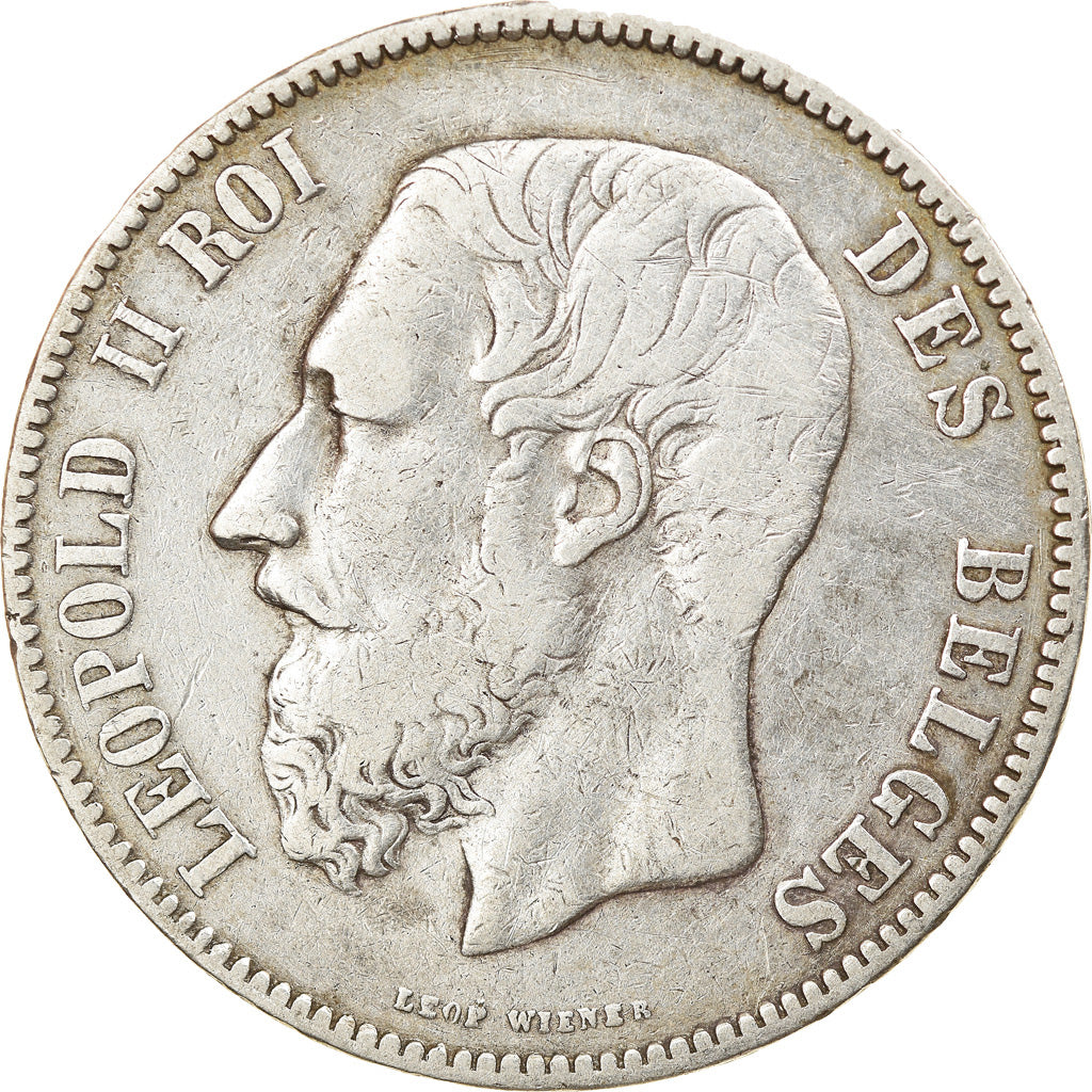 Coin, Belgium, Leopold II, 5 Francs, 5 Frank, 1875, VF(30-35), Silver, KM:24