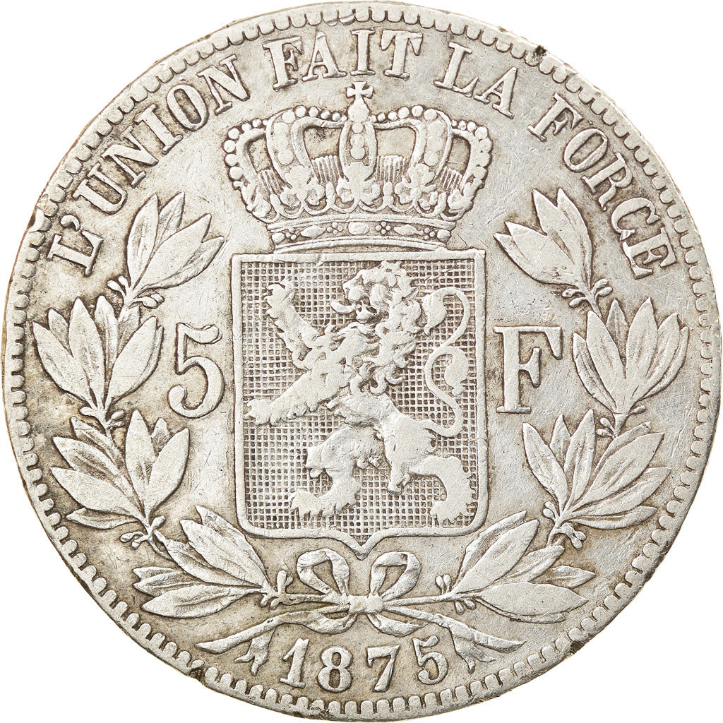Coin, Belgium, Leopold II, 5 Francs, 5 Frank, 1875, VF(30-35), Silver, KM:24