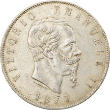 Coin, Italy, Vittorio Emanuele II, 5 Lire, 1871, Milan, EF(40-45), Silver