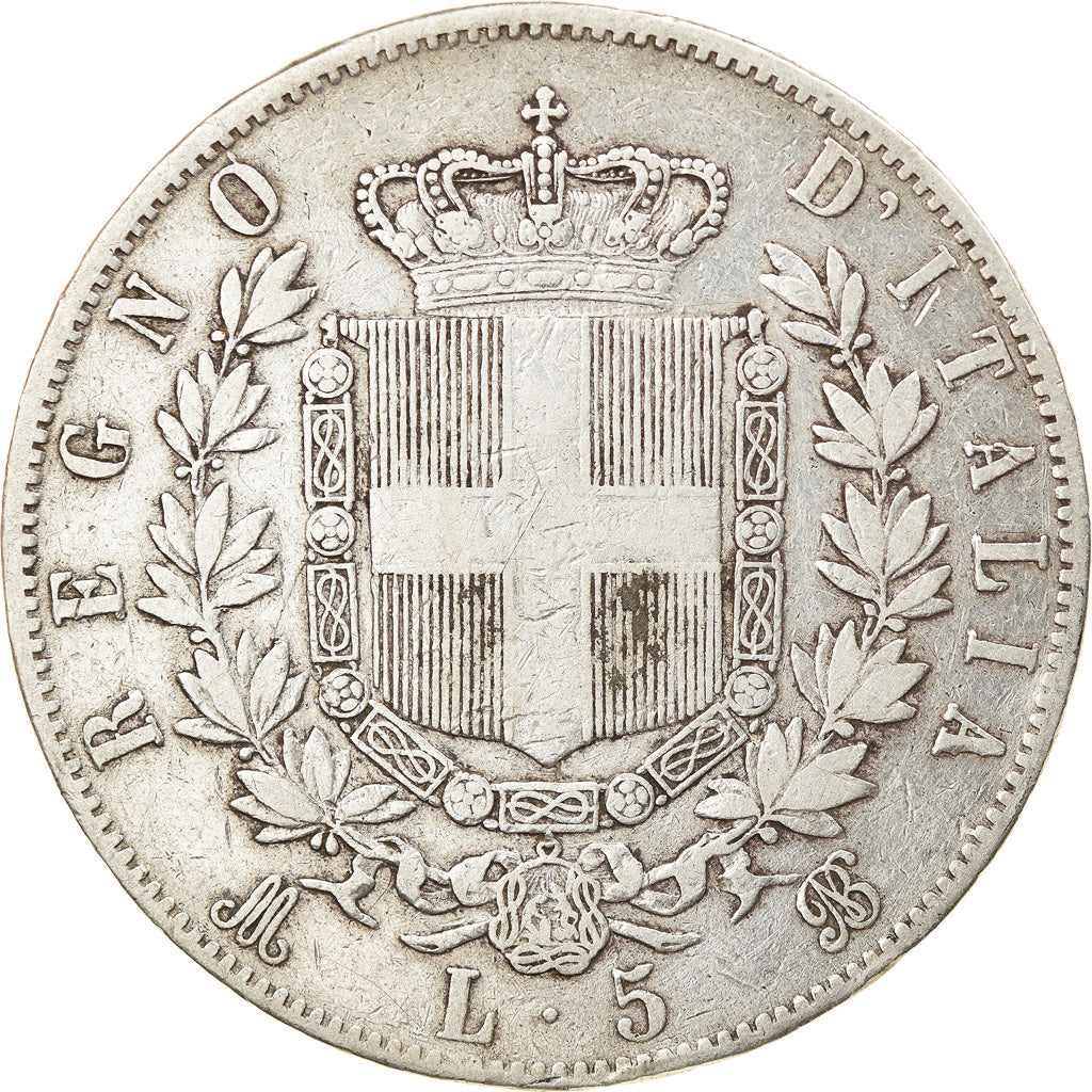 Moneta, Italia, Vittorio Emanuele II, 5 Lire, 1869, Milan, MB+, Argento, KM:8.3
