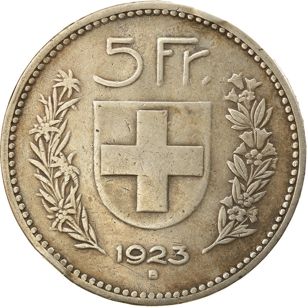 Coin, Switzerland, 5 Francs, 1923, Bern, EF(40-45), Silver, KM:37