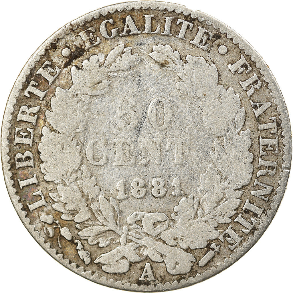 Münze, Frankreich, Cérès, 50 Centimes, 1881, Paris, S, Silber, KM:834.1