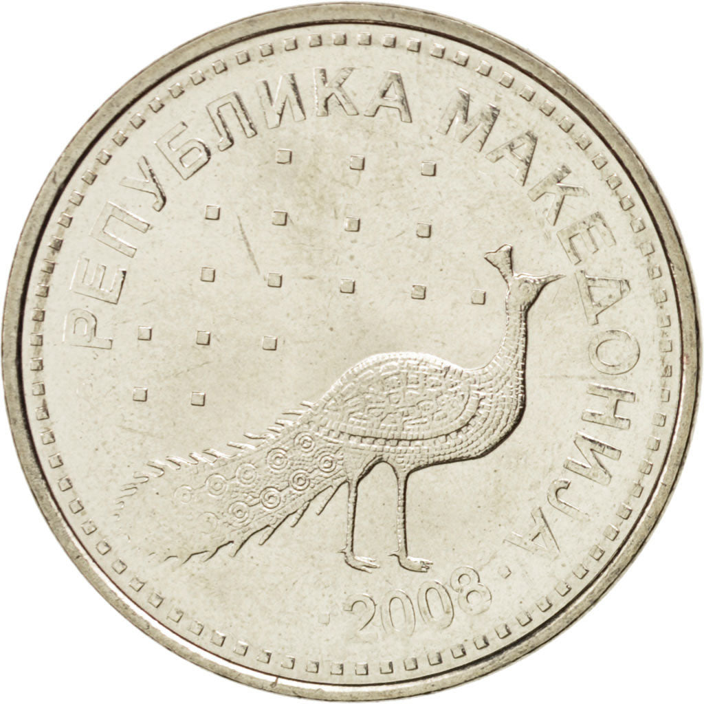 MACEDONIA, 10 Denari, 2008, KM #31, MS(63), Copper-Nickel-Zinc, 24.5, 6.63