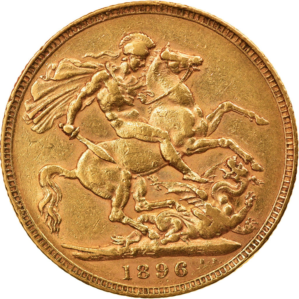 Coin, Great Britain, Victoria, Sovereign, 1896, EF(40-45), Gold, KM:785