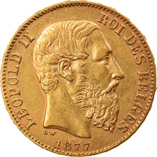 Coin, Belgium, Leopold II, 20 Francs, 20 Frank, 1877, AU(50-53), Gold, KM:37