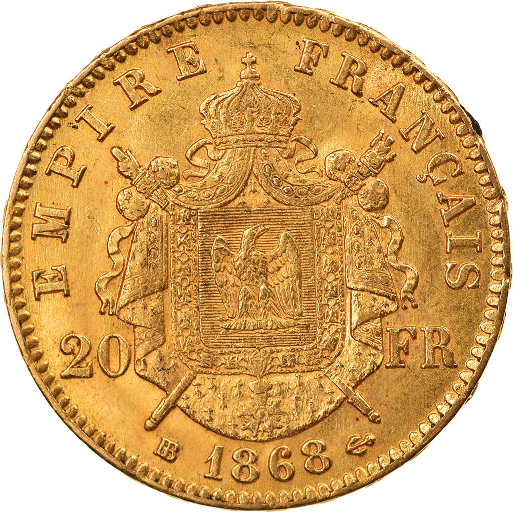 Monnaie, France, Napoleon III, 20 Francs, 1868, Strasbourg, TTB+, Gad 1062