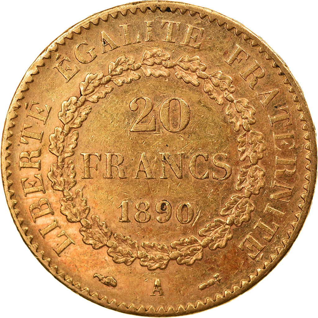 Munten, Frankrijk, Génie, 20 Francs, 1890, Paris, ZF+, Goud, KM:825