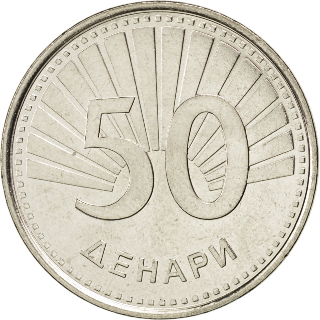 MACEDONIA, 50 Denari, 2008, KM #32, MS(63), Brass, 26.5, 7.74