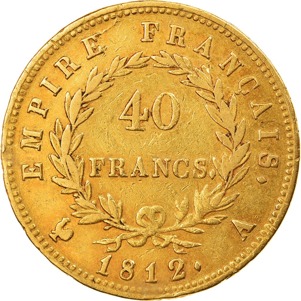 Moneda, Francia, Napoléon I, 40 Francs, 1812, Paris, MBC, Oro, KM:696.1