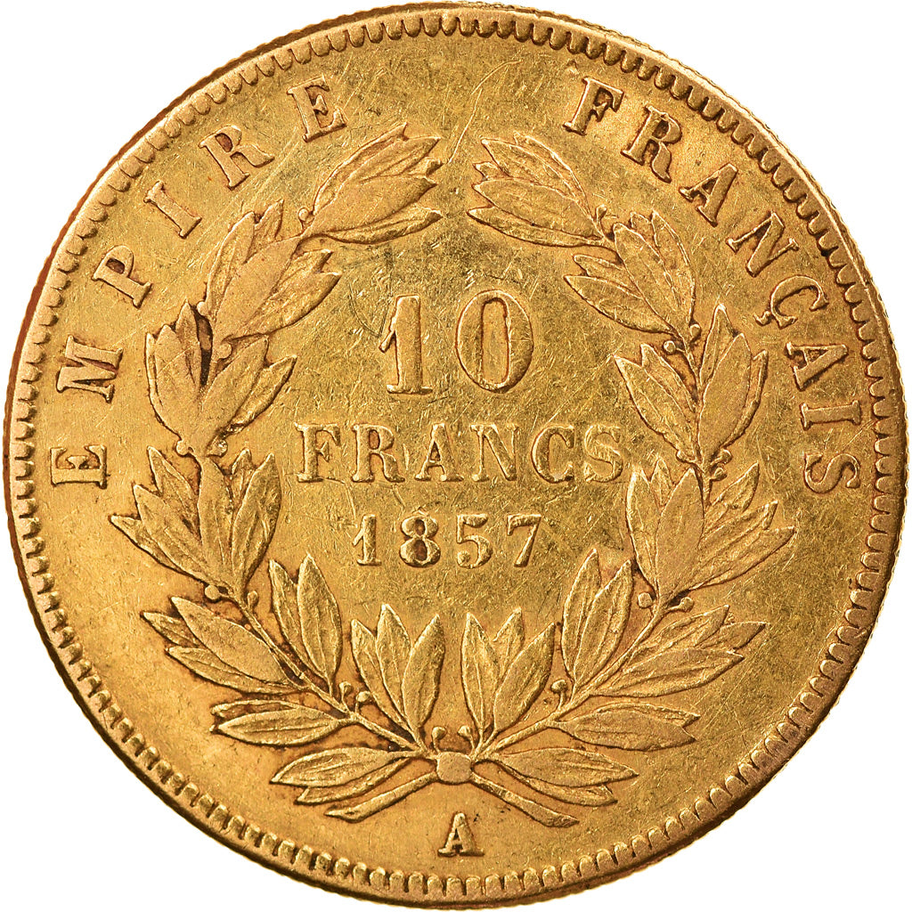 Moneta, Francia, Napoleon III, 10 Francs, 1857, Paris, BB, Oro