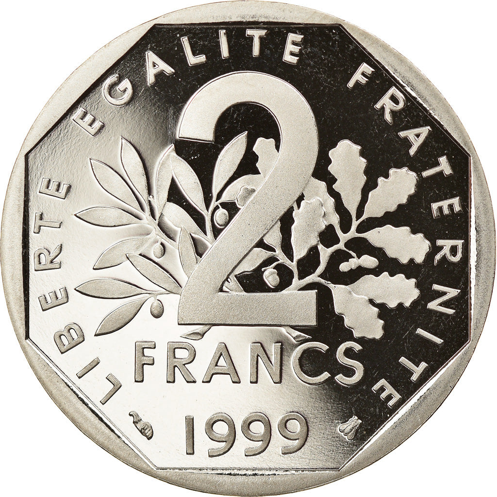 Moeda, França, Semeuse, 2 Francs, 1999, Paris, Proof, MS(65-70), Níquel