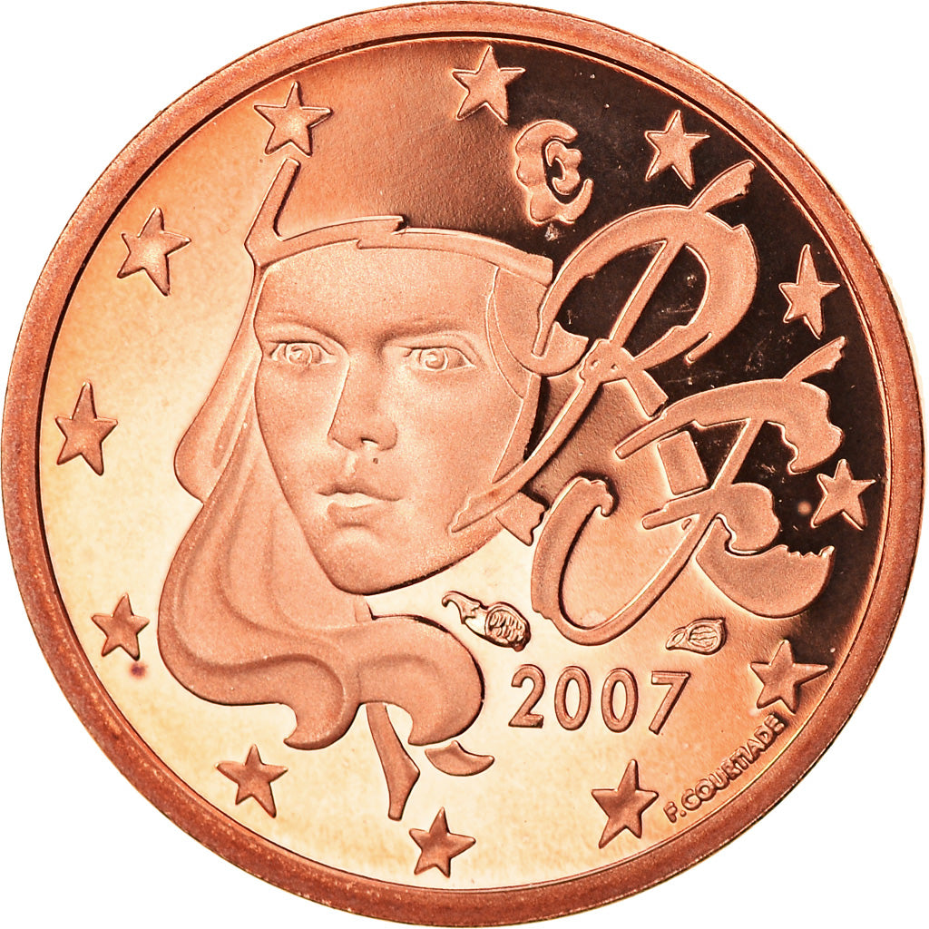 Frankrijk, Euro Cent, 2007, Paris, Proof, FDC, Copper Plated Steel, Gadoury:1