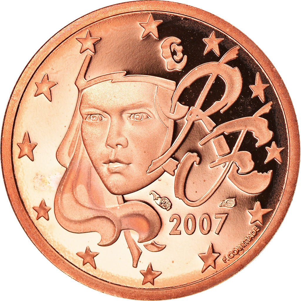 Francia, 2 Euro Cent, 2007, Paris, Proof, FDC, Cobre chapado en acero