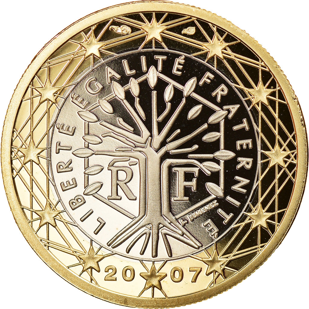 France, Euro, 2007, Paris, Proof, MS(65-70), Bi-Metallic, Gadoury:7a., KM:1413