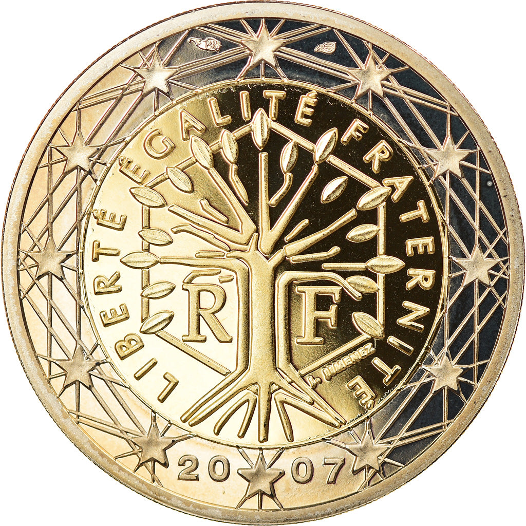 France, 2 Euro, 2007, Paris, Proof, MS(65-70), Bi-Metallic, Gadoury:8a., KM:1414