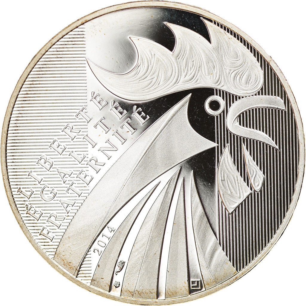 France, 10 Euro Cent, Coq, 2014, Paris, Proof, MS(65-70), Silver, Gadoury:EU657