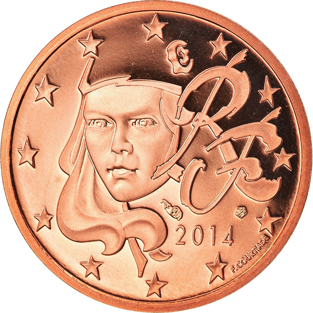 France, 2 Euro Cent, 2014, Paris, Proof, MS(65-70), Copper Plated Steel