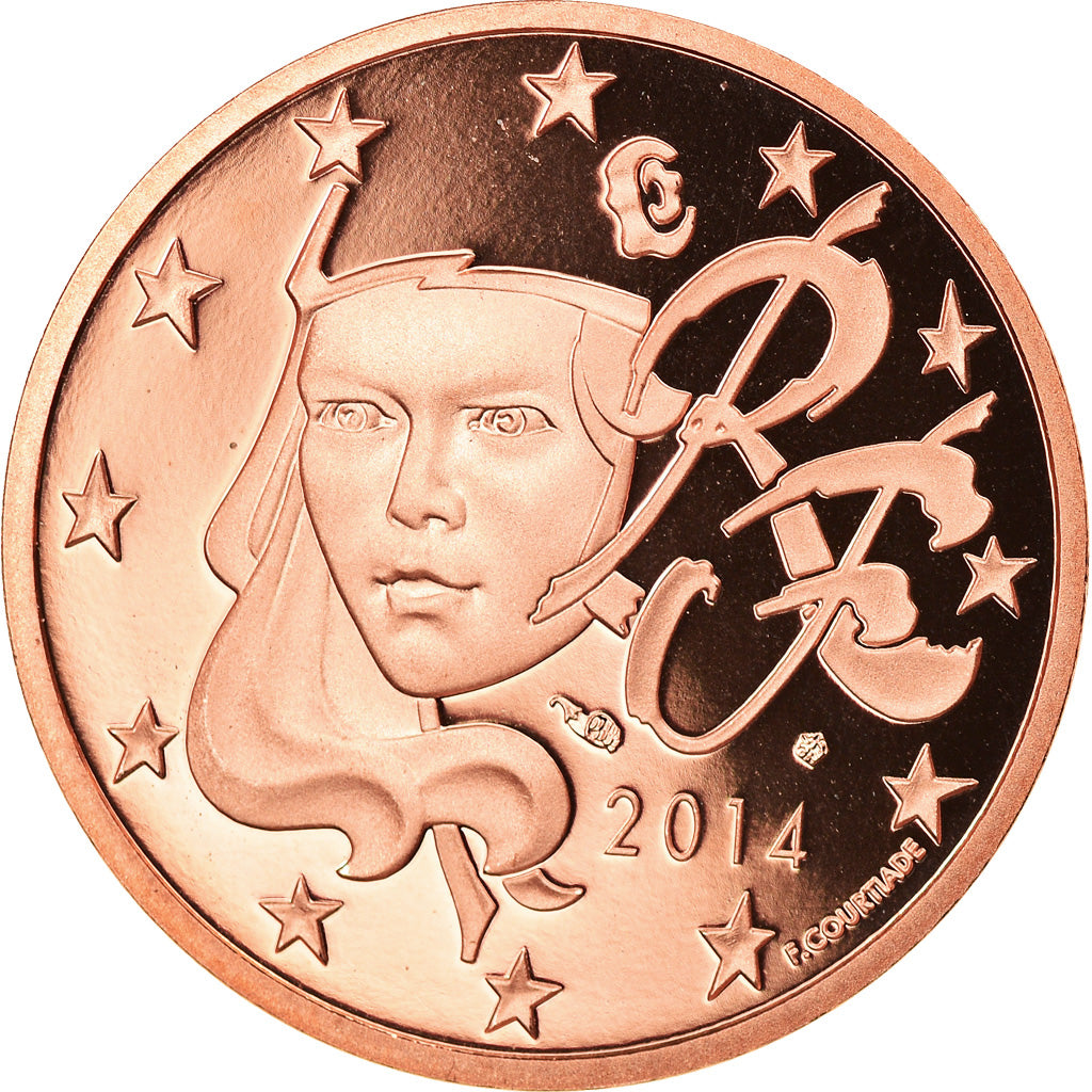 France, 5 Euro Cent, 2014, Paris, Proof, MS(65-70), Copper Plated Steel