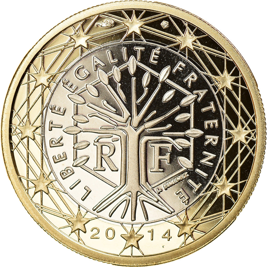 France, Euro, 2014, Paris, Proof, MS(65-70), Bi-Metallic, Gadoury:7a., KM:1413