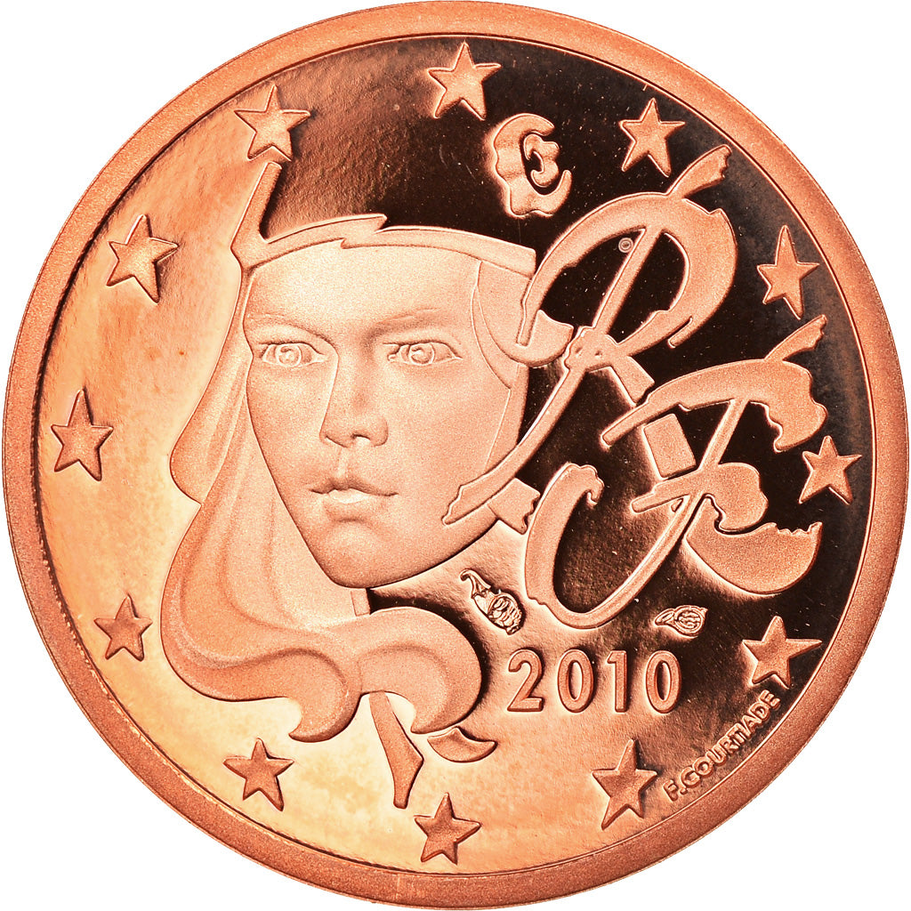 Francia, 2 Euro Cent, 2010, Paris, Proof, FDC, Cobre chapado en acero