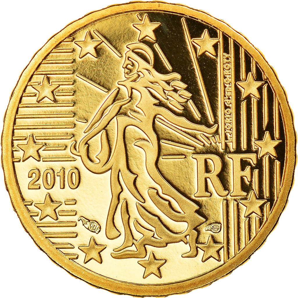 France, 10 Euro Cent, 2010, Paris, Proof, FDC, Laiton, Gadoury:4b., KM:1410