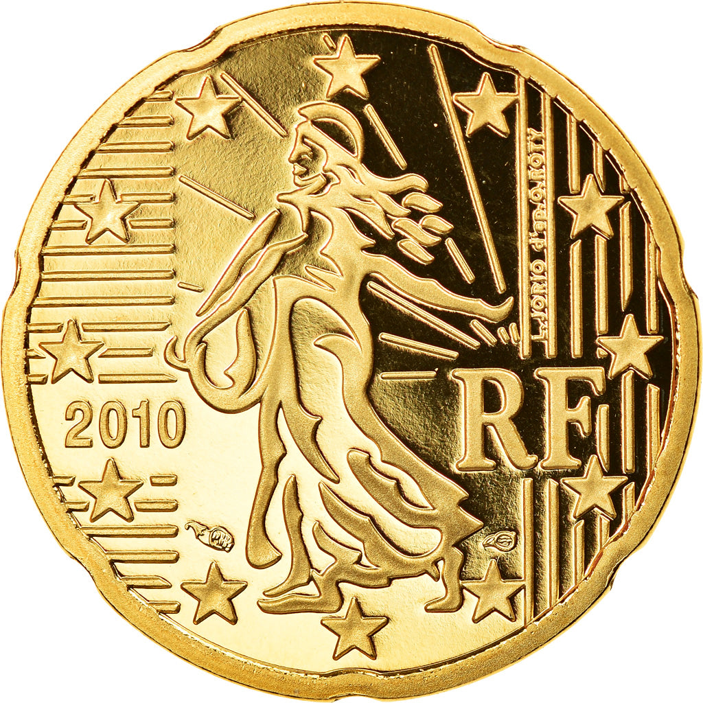 France, 20 Euro Cent, 2010, Paris, Proof, MS(65-70), Brass, Gadoury:5a, KM:1411