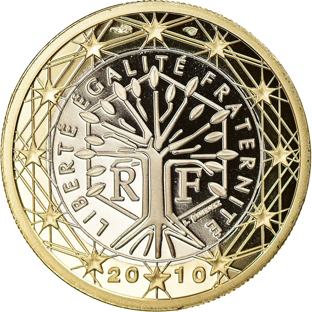 France, Euro, 2010, Paris, Proof, MS(65-70), Bi-Metallic, Gadoury:7a., KM:1413