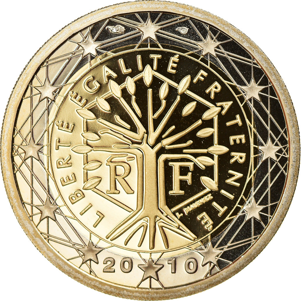 France, 2 Euro, 2010, Paris, Proof, MS(65-70), Bi-Metallic, Gadoury:8a., KM:1414